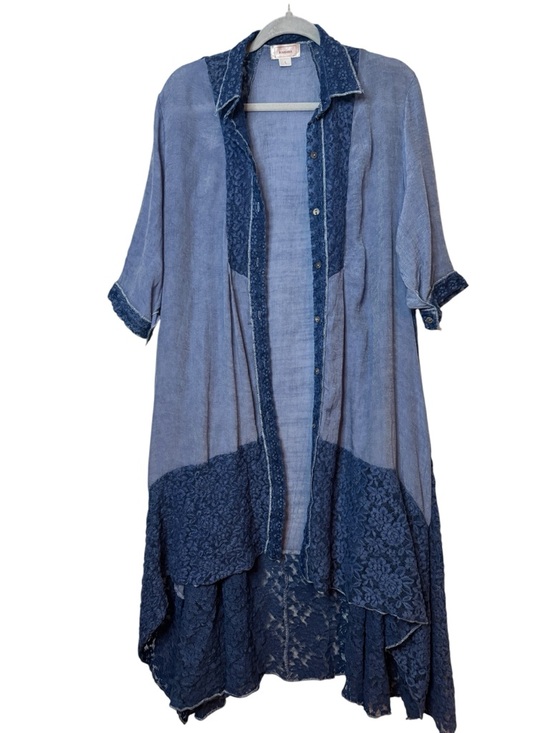 Kamana Other - Kamana Boho Layered Navy Blue Open Front Duster Size Large